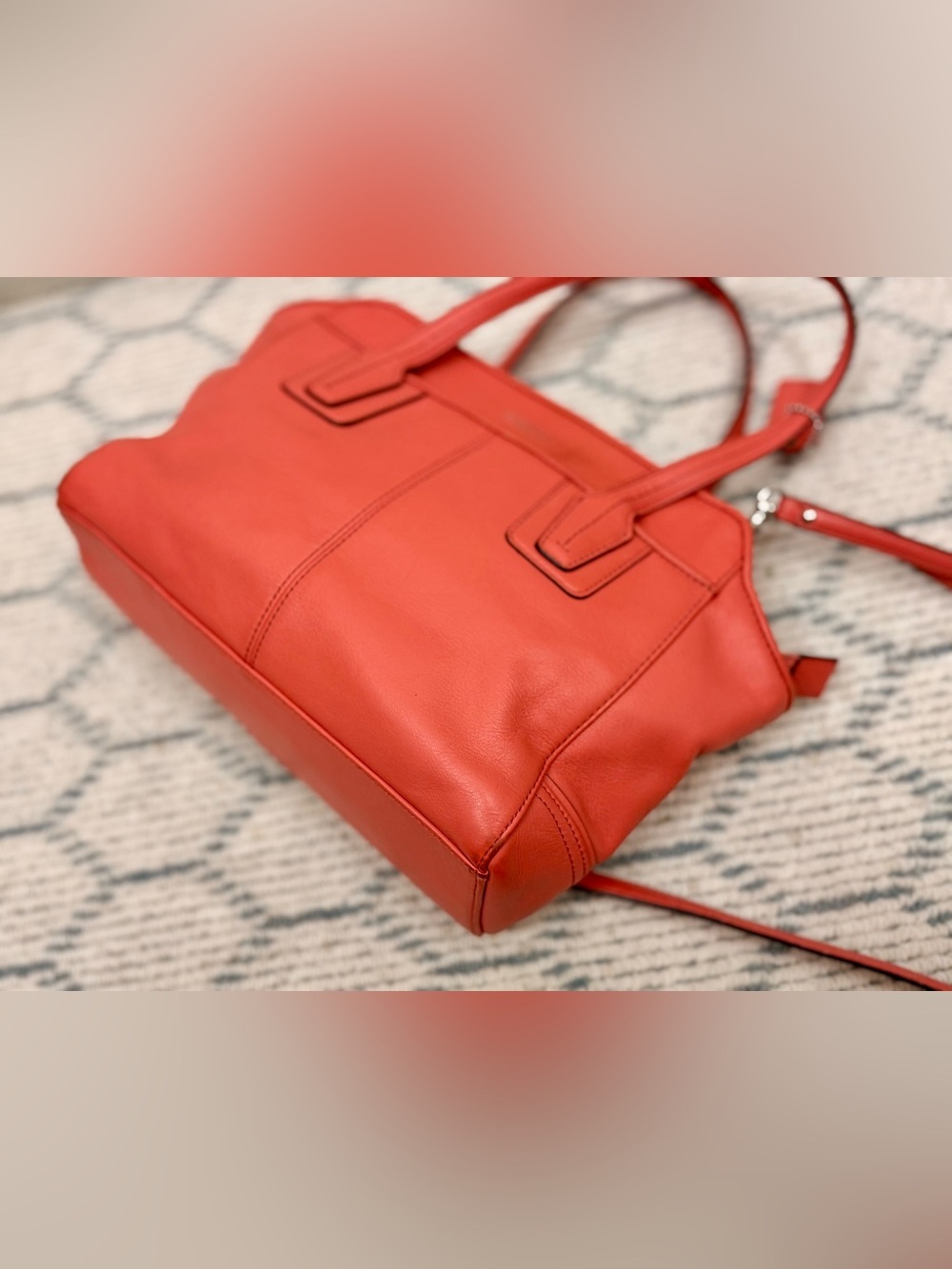 COACH Taylor Bette Mini Tote F27661 Coral Pink Leather 2-Way Crossbody Satchel - Picture 7 of 16